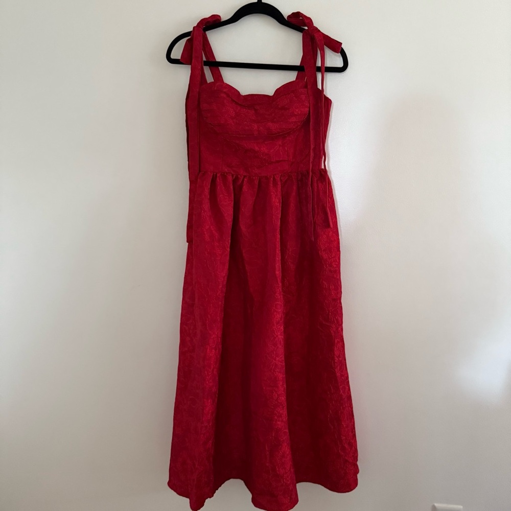 NWT Lulus Red Jacquard Dress